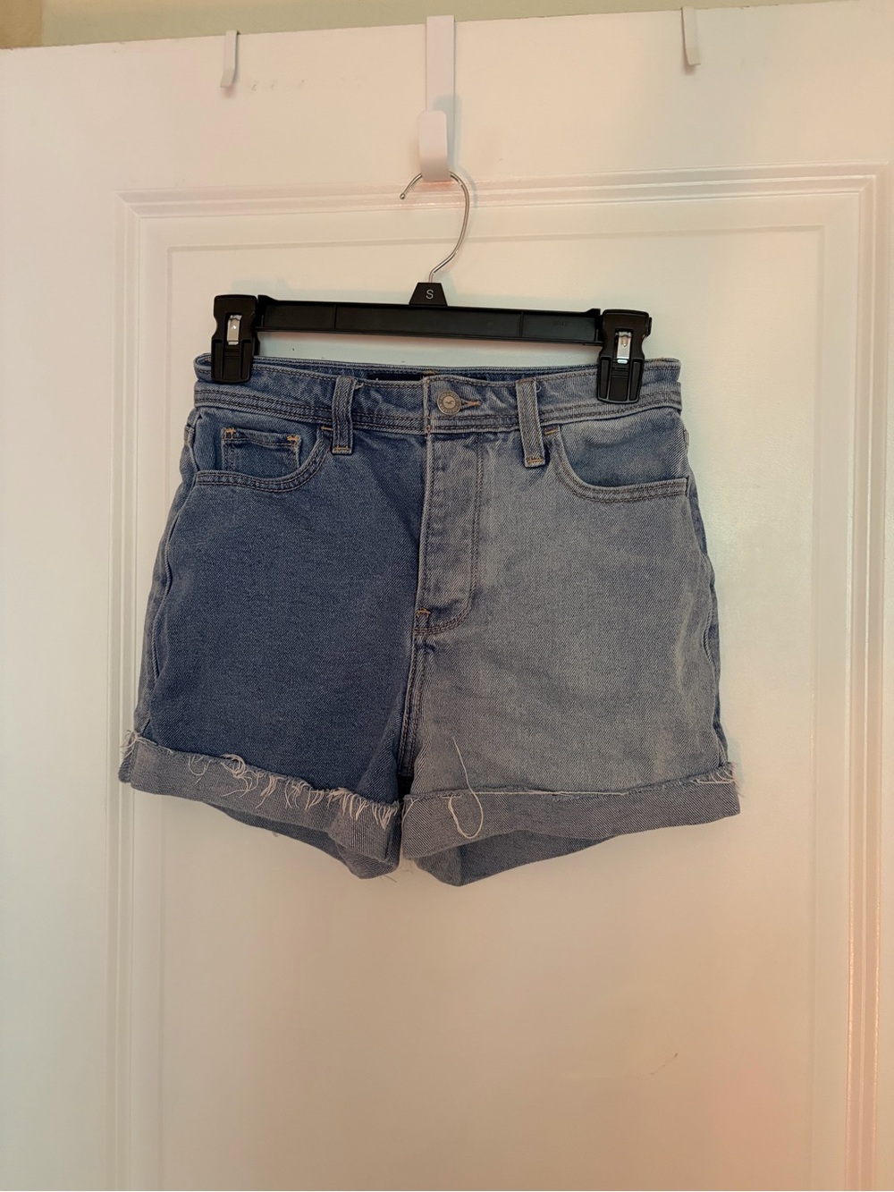 Hollister Two-Tone Light & Medium Blue Denim Shorts